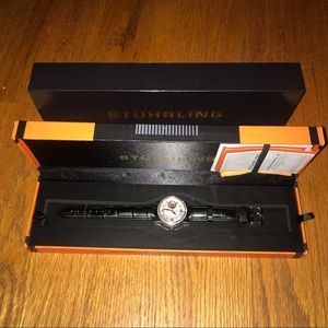 Stuhrling Women’s Black Leather Band Watch